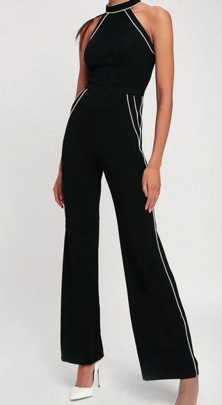 Black and white sleeveless jumpsuit - Picture 2 of 5